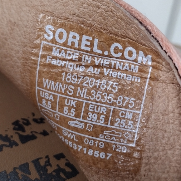 Sorel Ella Pink Leather Canvas Cross Strappy Slip On Flat Sandals Sz 8.5 - Picture 11 of 13